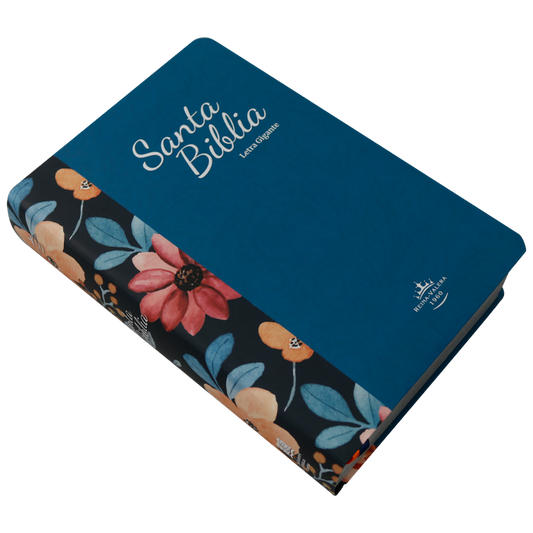 Biblia mediana letra gigante RVR60 – Azul flores