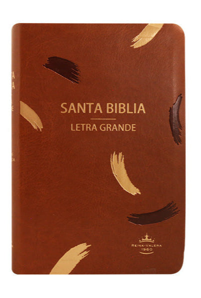 Biblia mediana letra grande RVR60, imitación piel – Café líneas
