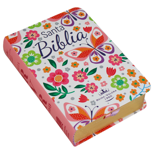 Biblia mini bolsillo semiflexible RVR60 – Flores mariposa