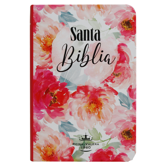 Biblia mini bolsillo semiflexible RVR60 – Flores rosa