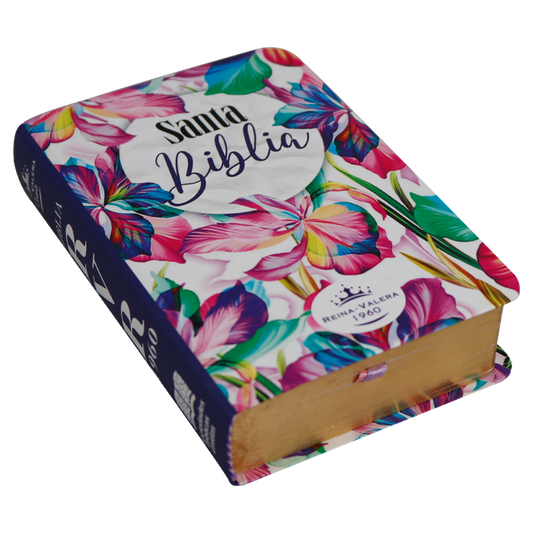 Biblia mini bolsillo semiflexible RVR60 – Flores multicolor