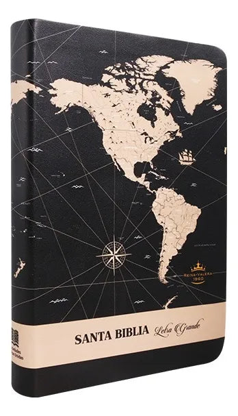 Biblia mediana letra grande RVR60 – Imitación Piel – Negro mapa