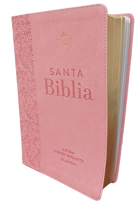 Biblia Éfeso Grande Letra Súpergigante RVR60 Imit Piel Rosa Floral/ Mundo Biblia