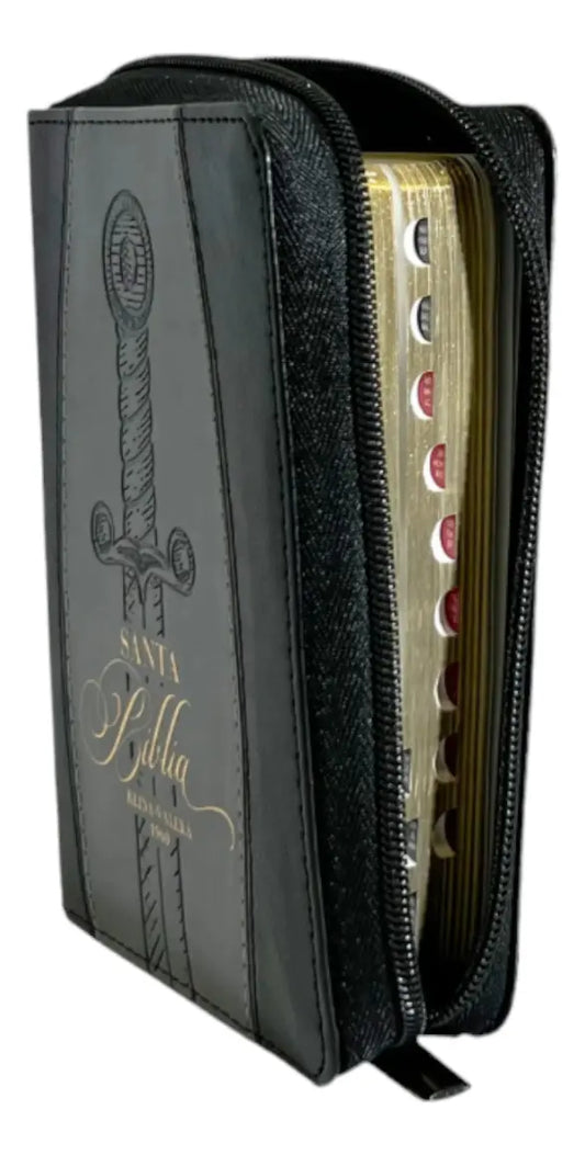 Biblia Espada de Bolsillo Con Cierre RV1960, Imit Piel- Negro Con Índice - Hebreos 4:12/ Mundo Biblia