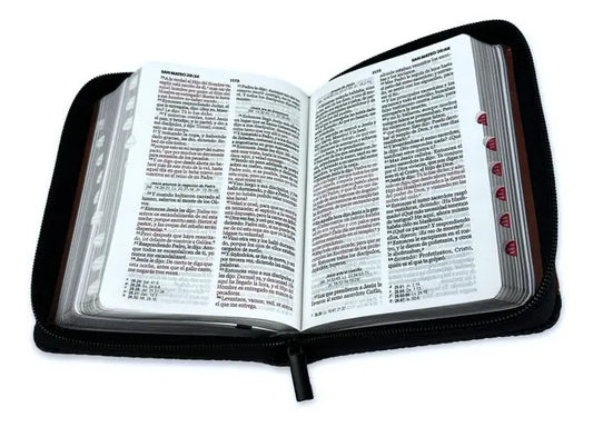 Biblia De Bolsillo Con Cierre RV1960, Imit Piel- Geométrico Duotono Negro Y Café Con Índice