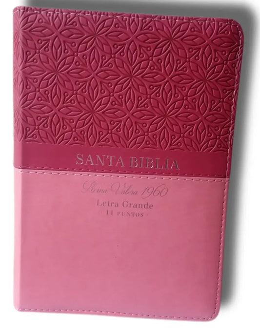 Biblia con Cierre Compacta 11 puntos RV1960, imit piel bifloral fucsia con índice