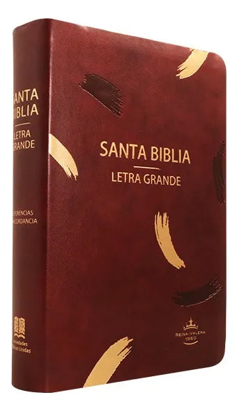 Biblia mediana letra grande RVR60 – Imitación Piel – Vino líneas