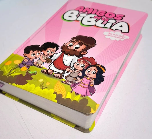 Biblia infantil amigos de la Biblia RVR60 – Rosa – Tapa dura