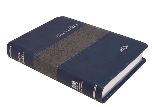 Biblia Mediana Imitación Piel Azul Plata / Indice / RV1909