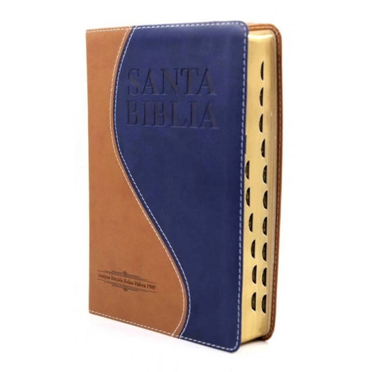 Biblia Reina Valera 1909 Marrón/azul oscuro Imitación piel con índice