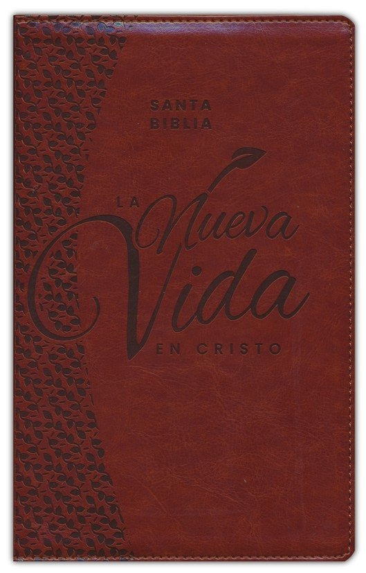 Biblia Nueva Versión Internacional, Nueva Vida en Cristo/ marrón  simi piel con cierre