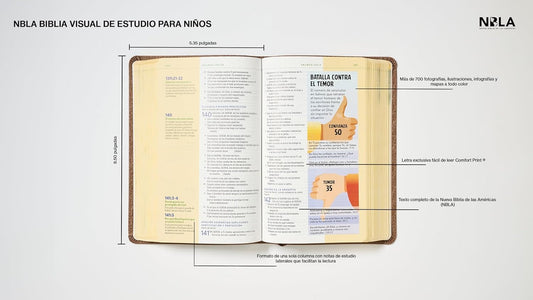 Biblia. Nueva Biblia de las Américas, Visual de estudio para niños/ café imitación piel