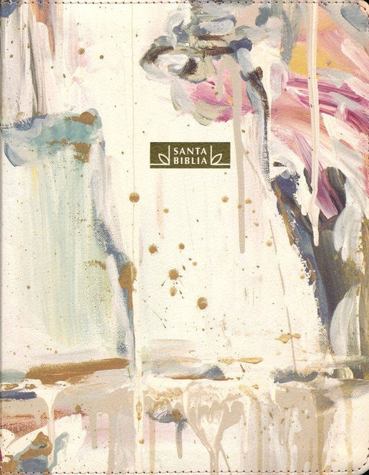 Biblia. Nueva biblia de las Américas, Edición artística ilustrada multicolor/ crema imitación piel