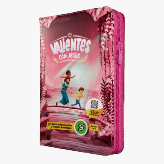 Biblia Reina Valera Contemporánea, Valientes con Jesús ilustrada / rosa con cierre