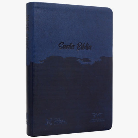 Biblia Reina Valera Contemporánea, mediana letra grande / azul  imitación piel
