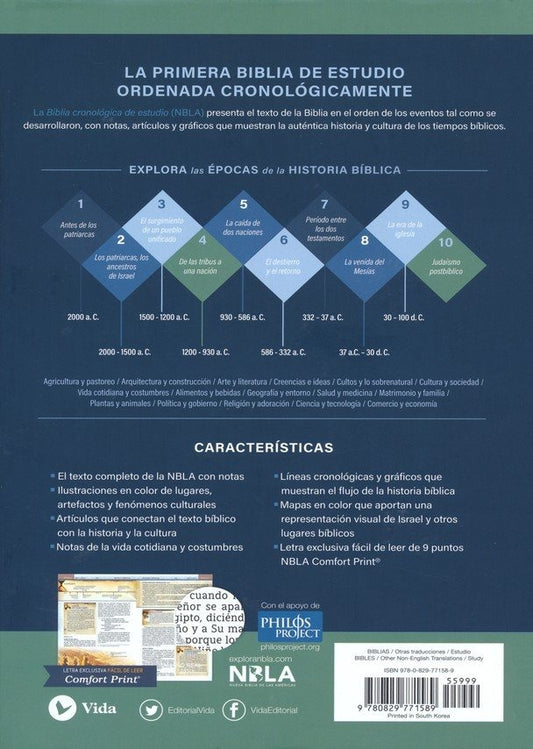 Biblia Cronológica de estudio NBLA / Tapa dura