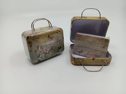Caja de promesas maleta metálica / Una travesía de Esperanza