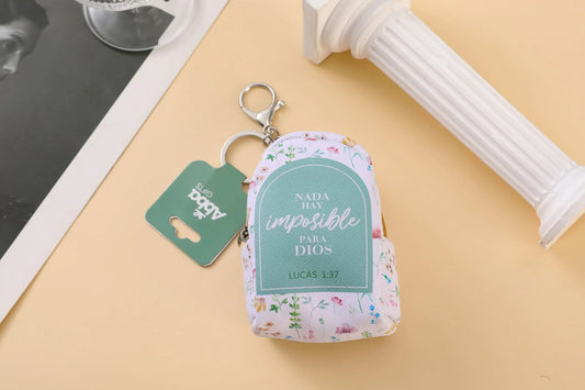 Llavero mochila, monedero / Nada hay imposible para Dios