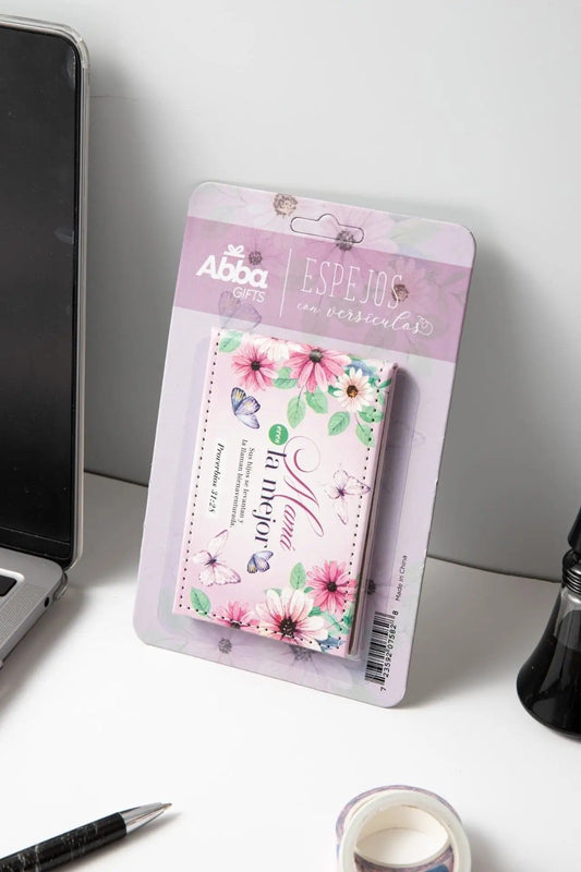 Espejito compacto de cuero / mamá