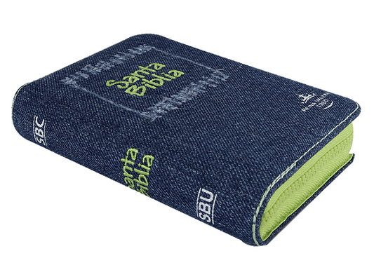 Biblia bolsillo / Jeans azul bord verde indice c/cierre letra grande /Rv 1960