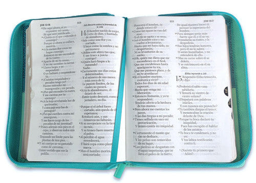 Biblia con Cierre Compacta 11 puntos RV1960, imit piel bifloral turquesa con índice/ Mundo Biblia