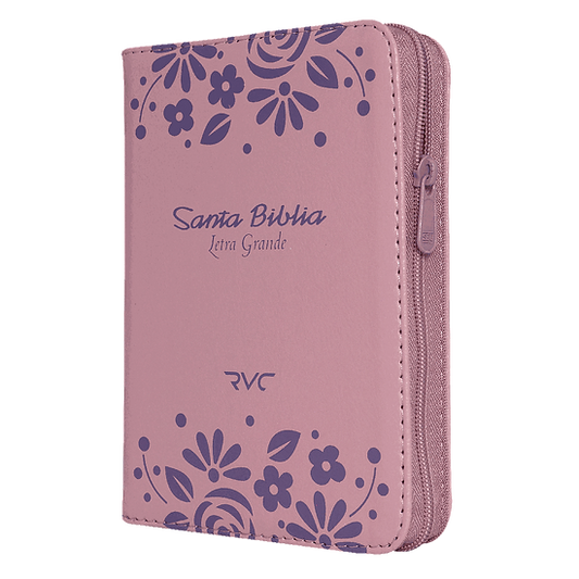 Biblia Chica Letra Grande / Imitación Piel Rosa / Canto Rosado / RVC