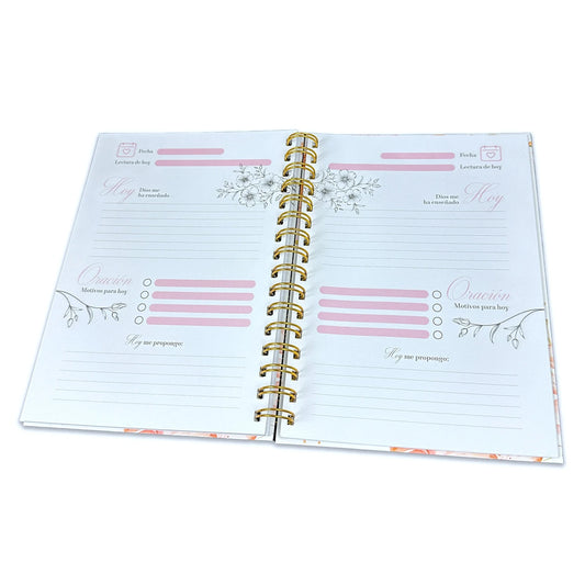 Libreta Devocional / Mis Momentos con Dios (floral Rosa)