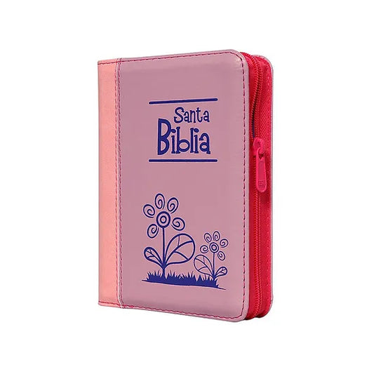 Biblia bolsillo / lila/salmon imit piel c/cierre letra grande / Rv 1960