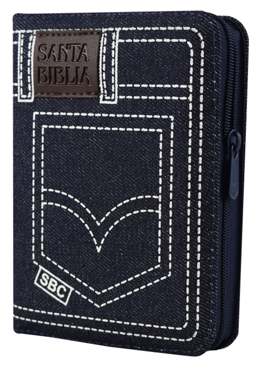 Biblia Bolsillo Jeans Azul con Cierre / RV1960